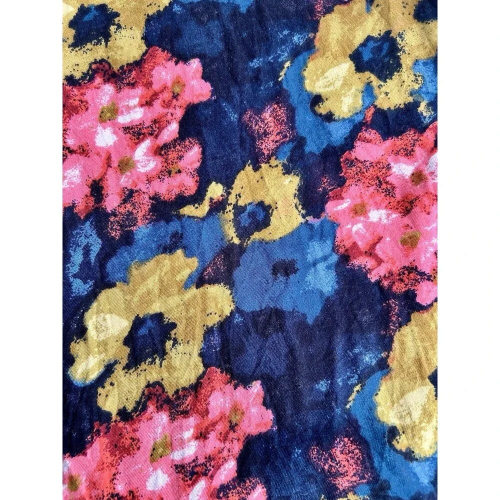 Abercrombie & Fitch Floral Wide Leg Flowy Colorful Pants Black Flat Front Size 2 - Picture 11 of 14